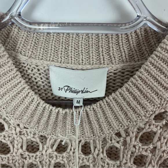 3.1 Philip Lim Crewneck Pullover With Engineered Pointelle Stitch Size Medium - Picture 8 of 10